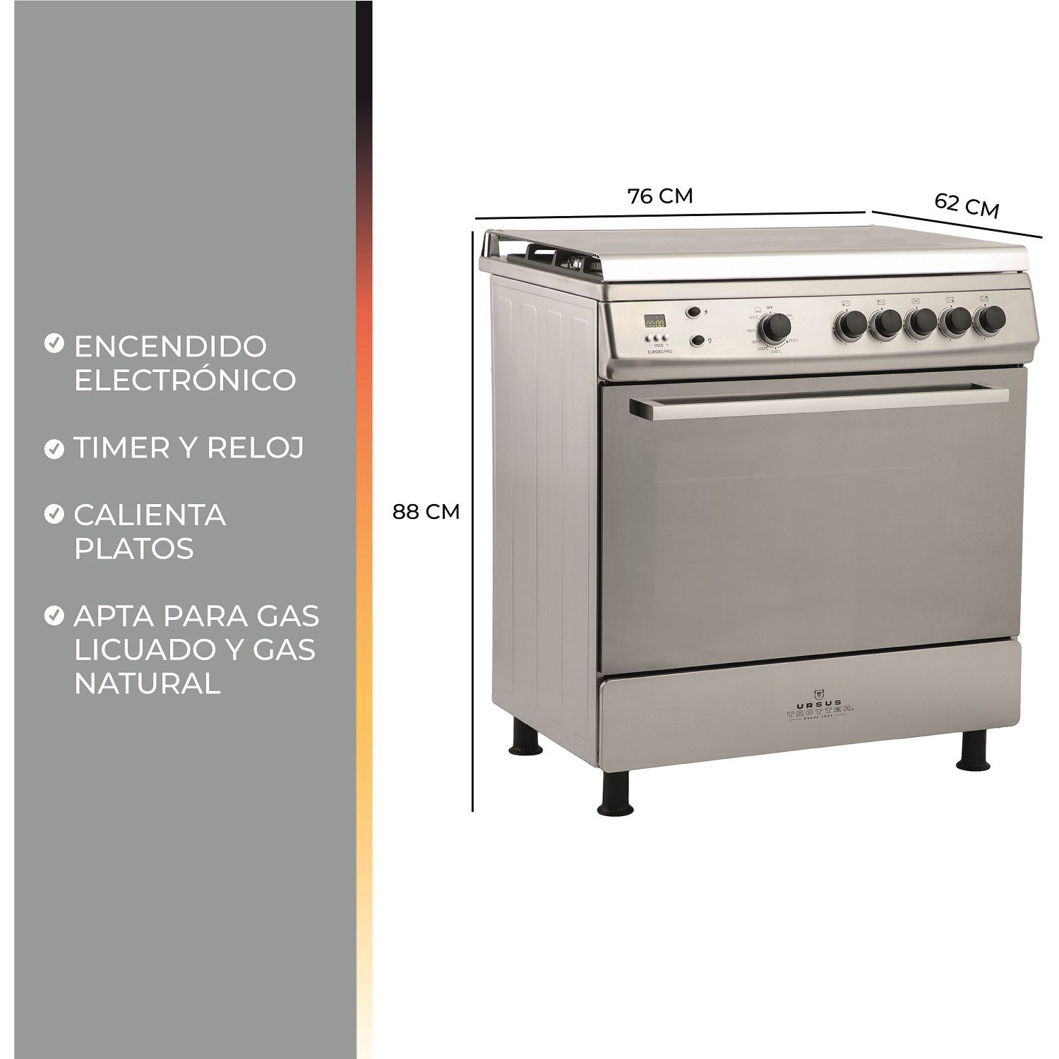 Cocina A Gas Ursus Trotter UT EURO80 PR / 5 Quemadores image number 4.0